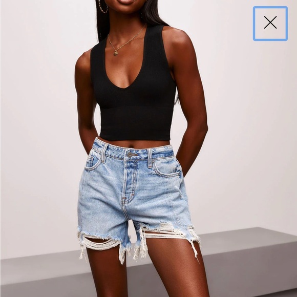 VICI Santa Maria High Rise Distressed Hem Jean Shorts NWOT - Picture 1 of 8